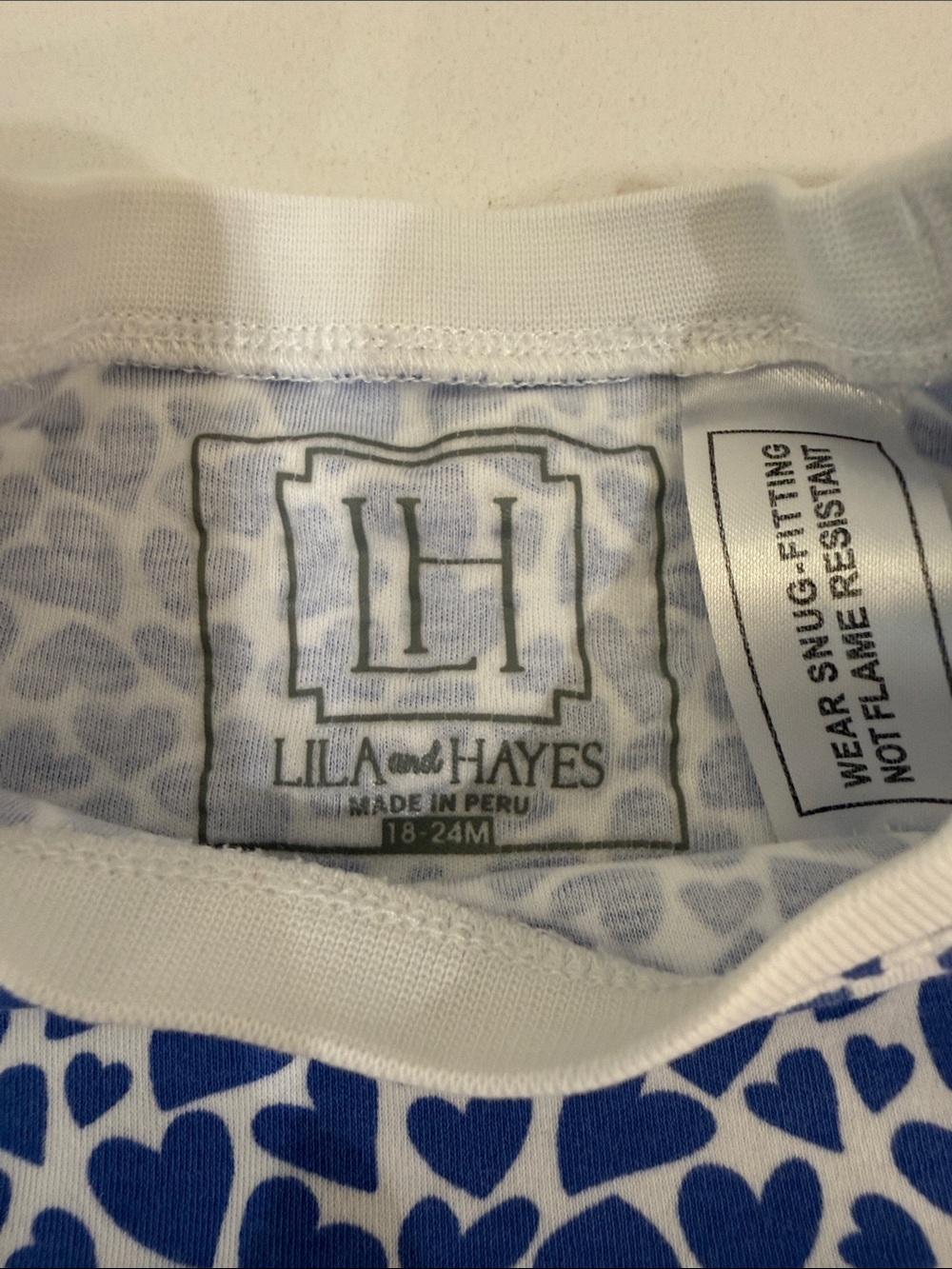 Lila and Hayes Blue Heart Print 2 Piece PJ Set 18-24M - Picture 2 of 5